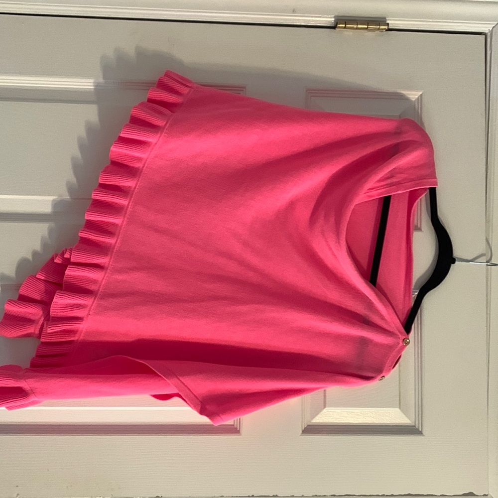 Lilly Pulitzer hot pink pull over poncho sweater.